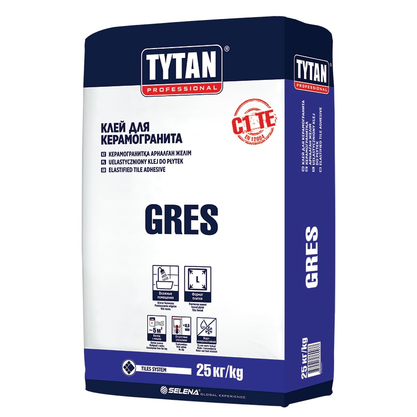 картинка TYTAN GRES + FIBER клей плиточный (25кг) от магазина ТНП