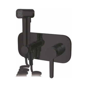 картинка ВСТРАИВАЕМЫЙ СМЕСИТЕЛЬ С ГИГИЕНИЧЕСКИМ ДУШЕМ  DA1505105 матовый черный от магазина ТНП