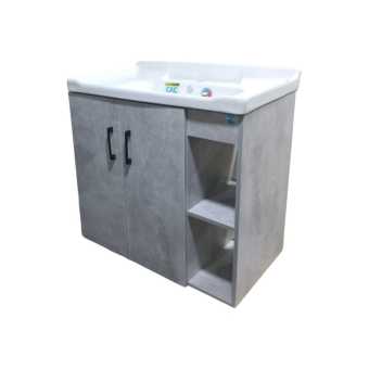 картинка Тумба Neo У 80 напольная, 2 двери, 2 полки справа, цемент от магазина ТНП