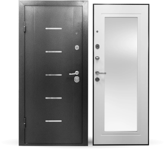 картинка Дверь мет. STRONG 709 Белый Зеркало 860*2050 R от магазина ТНП