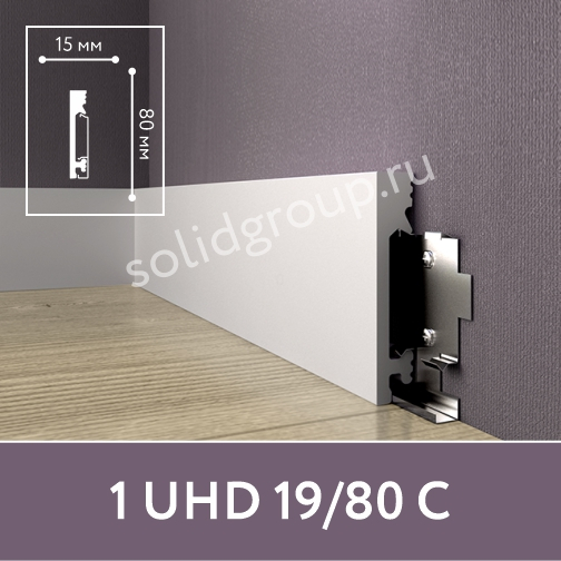 картинка Плинтус напольный из полимера ультравысокой плотности 1 UHD 19/80С, белый, 2.4м (10) от магазина ТНП