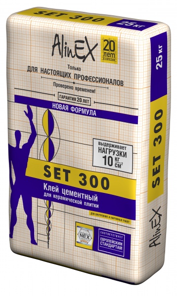 картинка Клей AlinEX SET 300, 25кг (для плитки, серый) от магазина ТНП