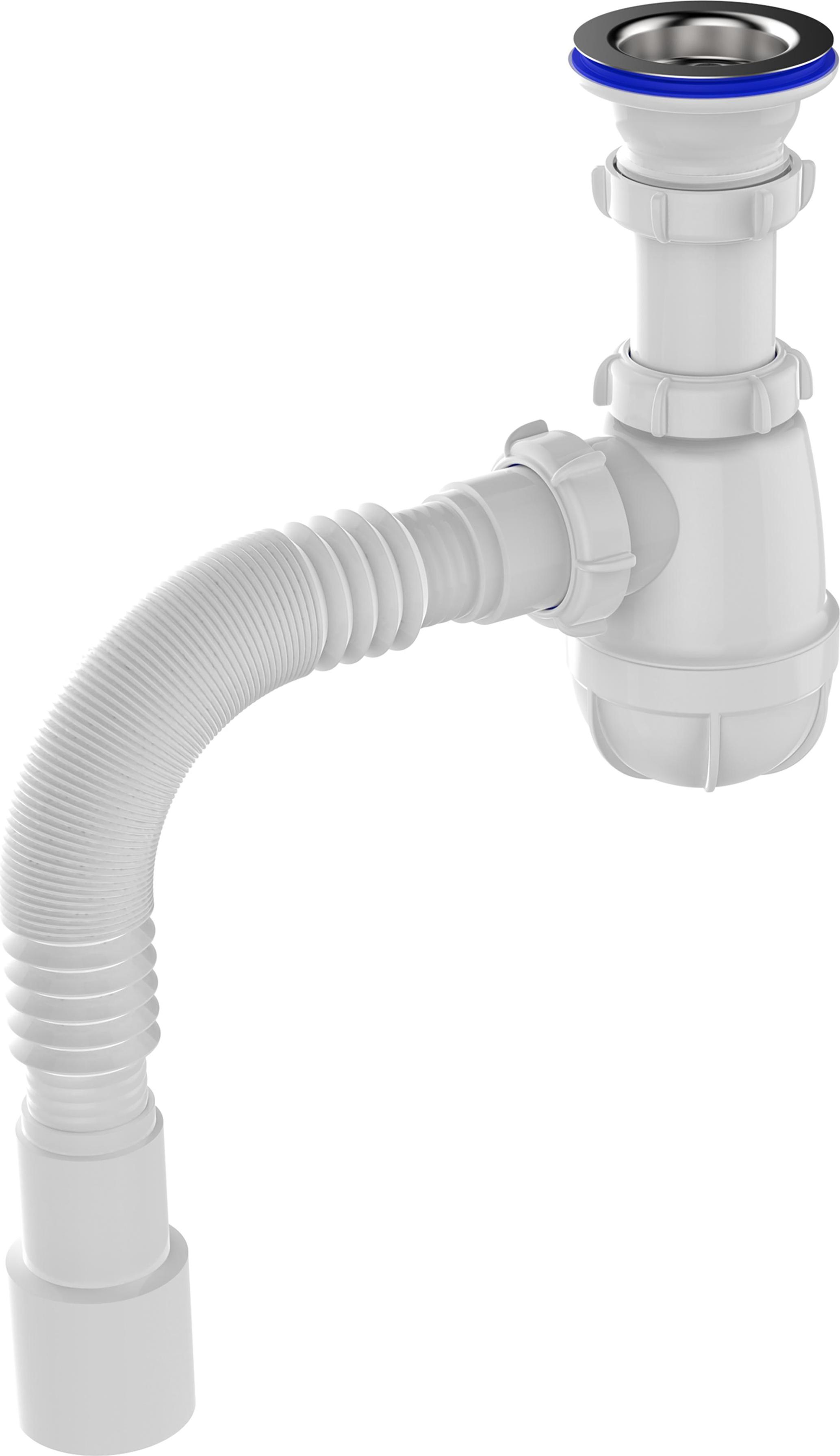 картинка Aquant Сифон для умывальника 1 1/4"х40 с мет.реш. с г.т. 40х40/50  S1015-35-MR от магазина ТНП