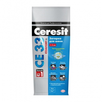 картинка Затирка д/швов Ceresit CE33 Comfort Graphite, /№16/2кг/12/ (графит) от магазина ТНП