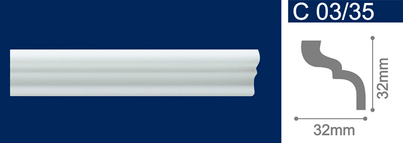 картинка Плинтус потолочный С 03/35 ( 2 метра )(112 шт) от магазина ТНП