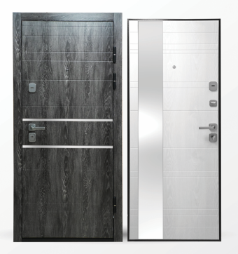 картинка Дверь мет. STRONG 1011 МДФ/Зеркало Ясень серый 860*2050 R от магазина ТНП
