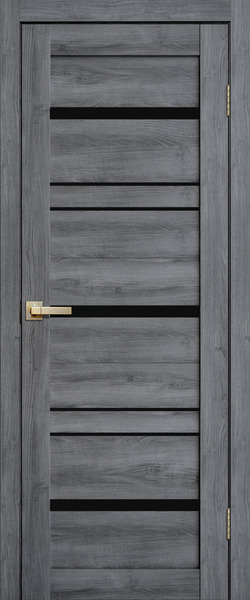 картинка L13 Полотно дверное 800х2000 дуб стоунвуд ЧЕРНОЕ СТЕКЛО от магазина ТНП