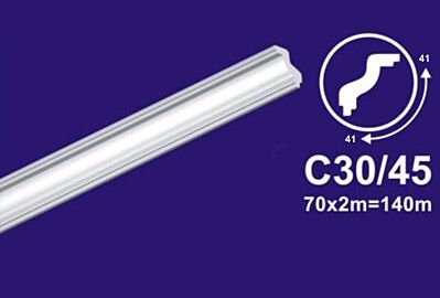 картинка Плинтус потолочный С 30/45 белый (2м/ 41*41мм)- 80шт в уп. от магазина ТНП