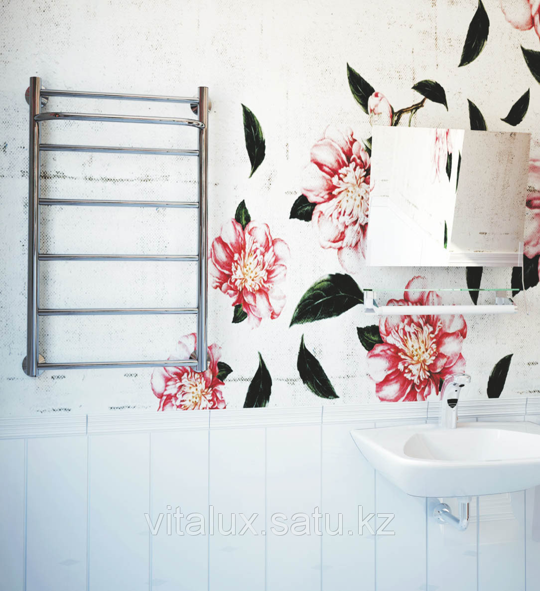 картинка Полотенцесушитель Лира с полочкой 70*50 нижнее подключение от магазина ТНП